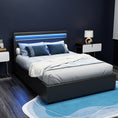 Load image into Gallery viewer, Artiss Bed Frame Double Size LED Gas Lift Black COLE