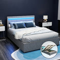 Load image into Gallery viewer, Artiss Bed Frame Double Size LED Gas Lift Grey COLE