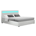 Load image into Gallery viewer, Artiss Bed Frame Double Size LED Gas Lift White COLE