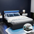 Load image into Gallery viewer, Artiss Bed Frame Queen Size LED Gas Lift Black COLE