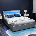 Load image into Gallery viewer, Artiss Bed Frame Queen Size LED Gas Lift Grey COLE