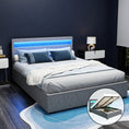 Load image into Gallery viewer, Artiss Bed Frame Queen Size LED Gas Lift Grey COLE