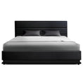Load image into Gallery viewer, Artiss Bed Frame Double Size LED Gas Lift Black LUMI
