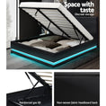 Load image into Gallery viewer, Artiss Bed Frame Double Size LED Gas Lift Black LUMI