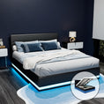 Load image into Gallery viewer, Artiss Bed Frame Double Size LED Gas Lift Black LUMI