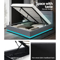 Load image into Gallery viewer, Artiss Bed Frame Queen Size LED Gas Lift Grey LUMI