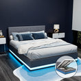 Load image into Gallery viewer, Artiss Bed Frame Queen Size LED Gas Lift Grey LUMI