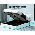 Load image into Gallery viewer, Artiss Bed Frame Queen Size LED Gas Lift White LUMI