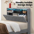 Load image into Gallery viewer, Artiss Bed Frame King Single Size LED Mattress Base Platform with Storage Shelf Hidden Storage Box Grey