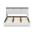 Load image into Gallery viewer, Artiss Bed Frame Gas Lift LED Beds Base Platform White PVC Leather Storage Headboard - King