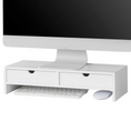 Load image into Gallery viewer, White Monitor Stand Desk Organizer with 2 Drawers