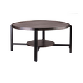 Load image into Gallery viewer, Black Round Coffee Table with Storage Shelf in Copper Finish Top