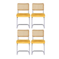 Load image into Gallery viewer, Artiss Dining Chairs Set of 4 Velvet Rattan Cantilever Yellow