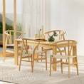 Load image into Gallery viewer, 1 Set of 4 Artiss Dining Chairs Wooden Rattan Seat Wishbone Back