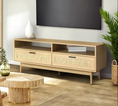 Load image into Gallery viewer, Rattan TV Cabinet Entertainment Unit 140CM Stand Wooden Storage Drawer Wicker Woven