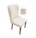 Load image into Gallery viewer, 2X Studded Dining Chairs PU Beige & Silver Frame