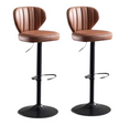 Load image into Gallery viewer, 2X Kitchen Bar Stool Leather Brown / Tan Barstools Swivel Gas Lift Counter Chairs x2 BS8405