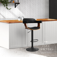 Load image into Gallery viewer, Artiss Bar Stool Curved Gas Lift PU Leather - Black and Wood