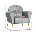Load image into Gallery viewer, Artiss Armchair Lounge Chair Accent Armchairs Chairs Sofa Grey Velvet Cushion