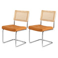 Load image into Gallery viewer, Artiss Dining Chairs Set of 2 PU Leather Rattan Cantilever Brown