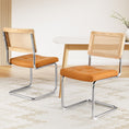 Load image into Gallery viewer, Artiss Dining Chairs Set of 2 PU Leather Rattan Cantilever Brown