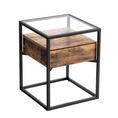 Load image into Gallery viewer, VASAGLE Side Table Tempered Glass End Table with Drawer and Shelf Rustic Brown and Black LET04BX