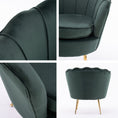 Load image into Gallery viewer, Armchair Padded Lounge Chair Accent Velvet Shell Scallop GREEN