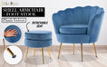 Load image into Gallery viewer, Armchair Lounge Chair Accent Velvet Shell Scallop + Ottoman Footstool Round NAVY BLUE