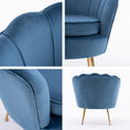 Load image into Gallery viewer, Armchair Lounge Chair Accent Velvet Shell Scallop + Ottoman Footstool Round NAVY BLUE