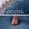 Load image into Gallery viewer, Armchair Lounge Chair Accent Velvet Shell Scallop + Ottoman Footstool Round NAVY BLUE