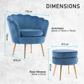 Load image into Gallery viewer, Armchair Lounge Chair Accent Velvet Shell Scallop + Ottoman Footstool Round NAVY BLUE