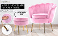 Load image into Gallery viewer, Armchair Lounge Chair Accent Velvet Shell Scallop + Round Ottoman Footstool PINK