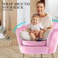 Load image into Gallery viewer, Armchair Lounge Chair Accent Velvet Shell Scallop + Round Ottoman Footstool PINK