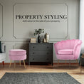 Load image into Gallery viewer, Armchair Lounge Chair Accent Velvet Shell Scallop + Round Ottoman Footstool PINK