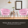 Load image into Gallery viewer, Armchair Lounge Chair Accent Velvet Shell Scallop + Round Ottoman Footstool PINK