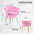Load image into Gallery viewer, Armchair Lounge Chair Accent Velvet Shell Scallop + Round Ottoman Footstool PINK