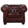Load image into Gallery viewer, Max Chesterfield Armchair Single Seater Sofa Genuine Leather Antique Red