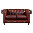 Load image into Gallery viewer, Max Chesterfield 2 Seater Sofa Lounge Genuine Leather Antique Red