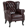 Load image into Gallery viewer, Max Chesterfield Winged Armchair Single Seater Sofa Genuine Leather Antique Red