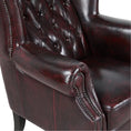 Load image into Gallery viewer, Max Chesterfield Winged Armchair Single Seater Sofa Genuine Leather Antique Red