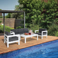 Load image into Gallery viewer, Outie 4pc Set 1+1+2 Seater Outdoor Sofa Lounge Coffee Table Aluminium White