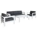 Load image into Gallery viewer, Outie 4pc Set 1+1+3 Seater Outdoor Sofa Lounge Coffee Table Aluminium White