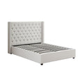 Load image into Gallery viewer, Veronica Bed Frame Queen Size Winged Grey Linen Fabric Seam Grid Pattern with gas lift plywood metal structure