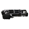 Load image into Gallery viewer, 6 Seater Corner Sofa with Genuine Leather Black Armless Recliners Straight Console Lounge Set for Living Room