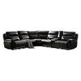 Load image into Gallery viewer, 6 Seater Corner Sofa with Genuine Leather Black Armless Recliners Straight Console Lounge Set for Living Room