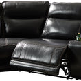 Load image into Gallery viewer, 6 Seater Corner Sofa with Genuine Leather Black Armless Recliners Straight Console Lounge Set for Living Room