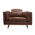 Load image into Gallery viewer, Single Seater Armchair Faux Leather Sofa Modern Lounge Accent Chair in Brown with Wooden Frame