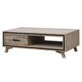 Load image into Gallery viewer, Coffee Table Solid Wood Acacia & Veneer Frame 2 Drawers Storage Sliver Brush Colour