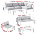 Load image into Gallery viewer, Gardeon 4-Seater Aluminium Outdoor Sofa Set Lounge Setting Table Chair Furniture