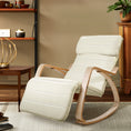 Load image into Gallery viewer, Artiss Fabric Rocking Armchair with Adjustable Footrest - Beige